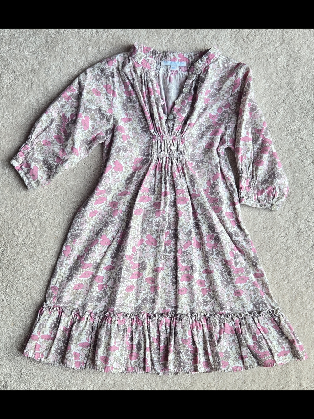 Elephantito Pink and Cream Floral Casual Kids Dress